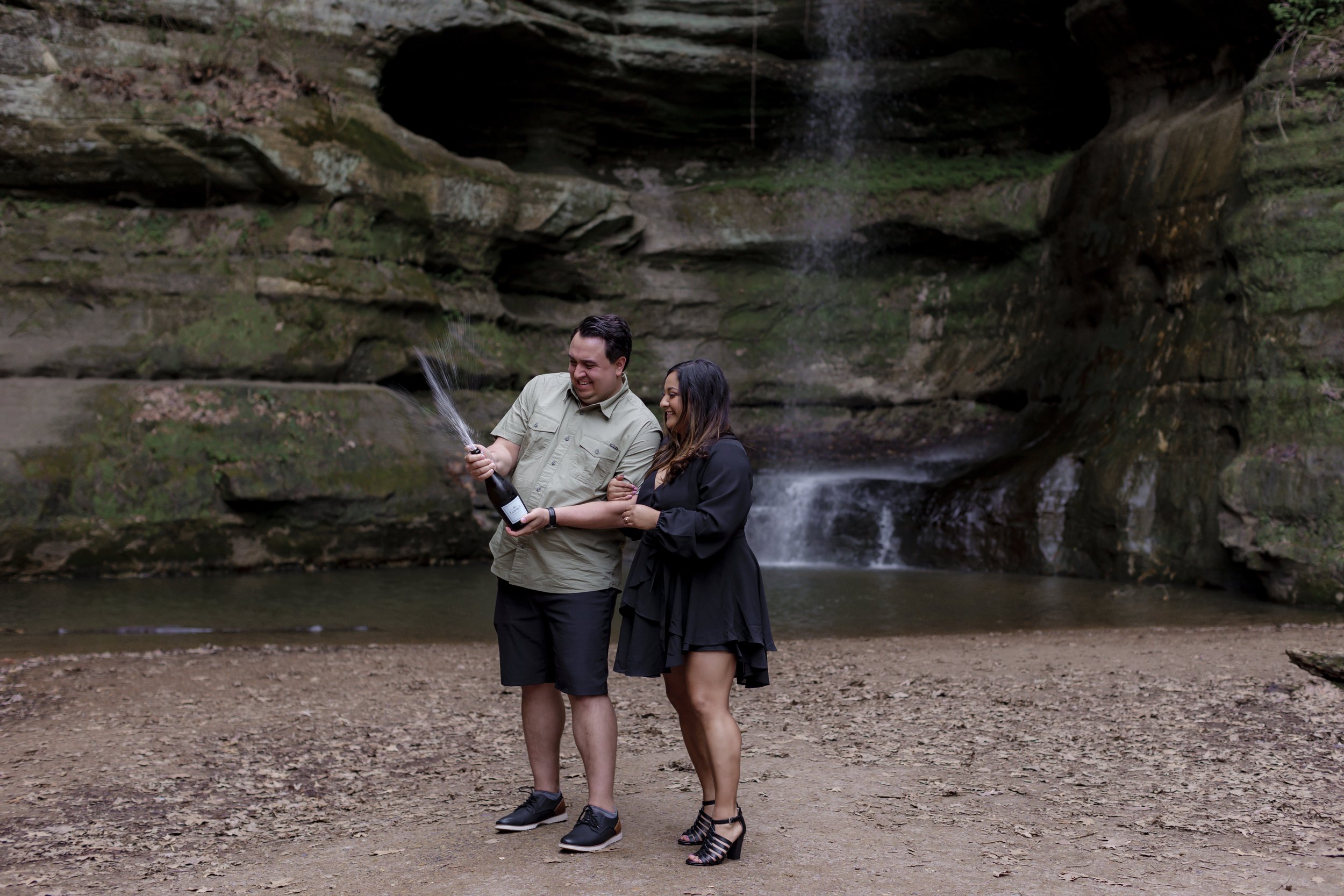 starved rock engagement champagne pop